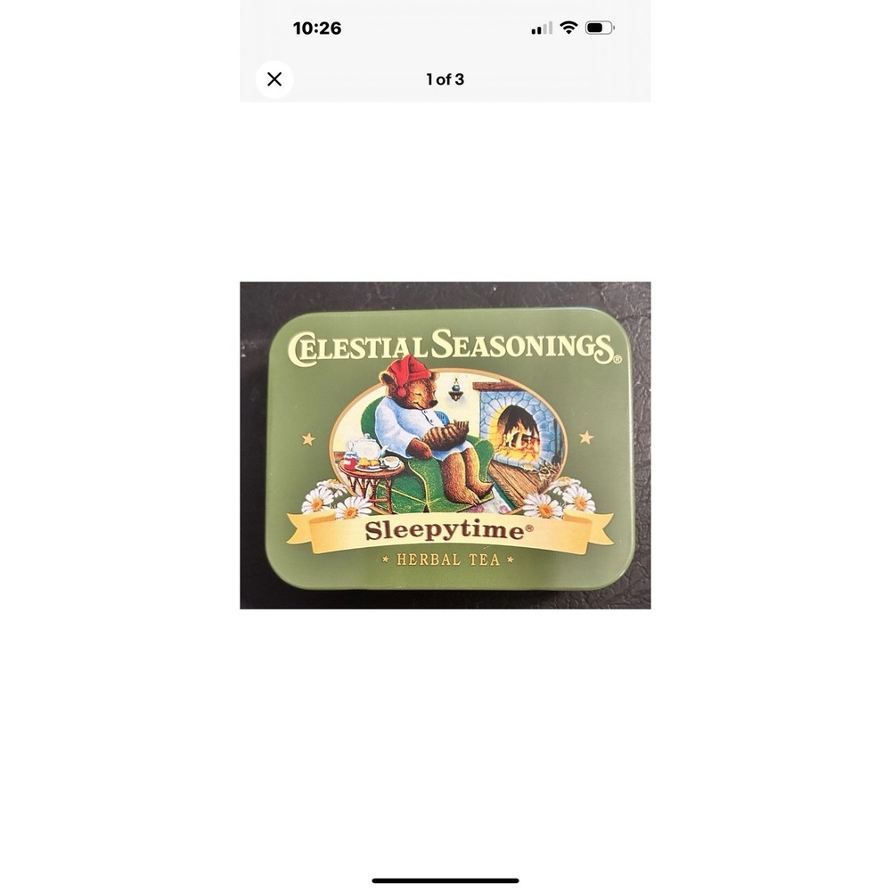Vintage Celestial Seasonings ~ SLEEPY TIME Herb Tea Metal Tin excellent conditio